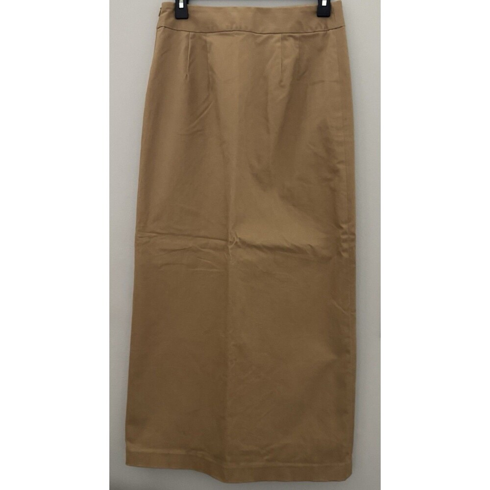 Vintage 2002 Banana Republic Factory Y2K Camel Maxi Skirt Front Slit Minimalist - Picture 4 of 11